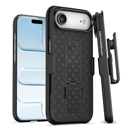 MOTIVE for iPhone Air Case with Belt Clip, Rigid, Kickstand | 6.5" | Ranger v1 Series, Black, 360° holster, open-top/open-bottom port access, textured grip, slim - size: iPhone Air
