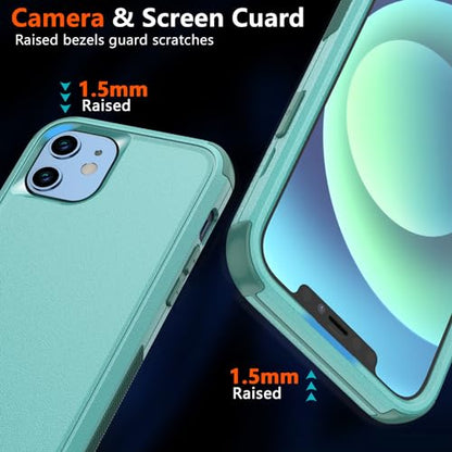 Diverbox for iPhone 12 case, iPhone 12 Magnetic case [with Screen Protector and Camera Lens Protector ] 2 Pack [15 FT Military Grade Drop Protection] Heavy Duty Shockproof Phone Case (Teal) - color: Magnetic Teal