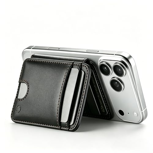 WJX MagSafe Magnetic Phone Wallet, RFID Slim 6 Card Holder with Cash Slot & Clear ID Window, Mini Gift‑Ready Wallet for Google/Samsung/iPhone 17/16/15/14/13/12 Series, Black - color: I-Black