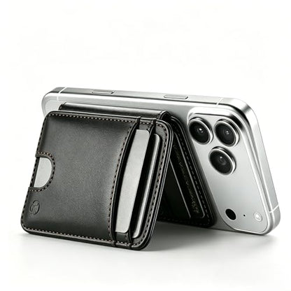 WJX MagSafe Magnetic Phone Wallet, RFID Slim 6 Card Holder with Cash Slot & Clear ID Window, Mini Gift‑Ready Wallet for Google/Samsung/iPhone 17/16/15/14/13/12 Series, Black - color: I-Black