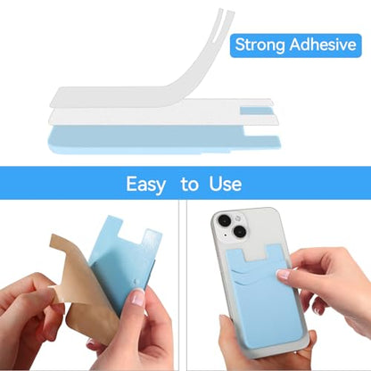 SS Phone Wallet, Phone Card holder for Phone Case Credit Card Holder Stick on, Navy Pastel Blue - color: Navy+ Paste+l Blue