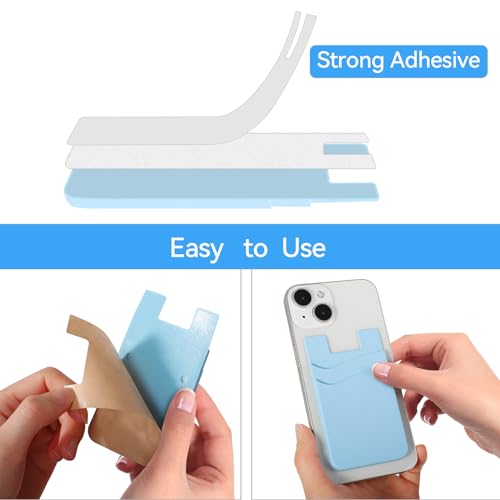 SS Card Holder for Phone Case - Silcone Stick On Credit Card Phone Wallet for Men & Women, Ultra-Thin & Portable, Compatible with iPhone/Android/Samsung Galaxy, Holds Cards & Cash, Hands-Free (5 pack) - color: Navy+ Sierra+ Pastel+ Blue+ White
