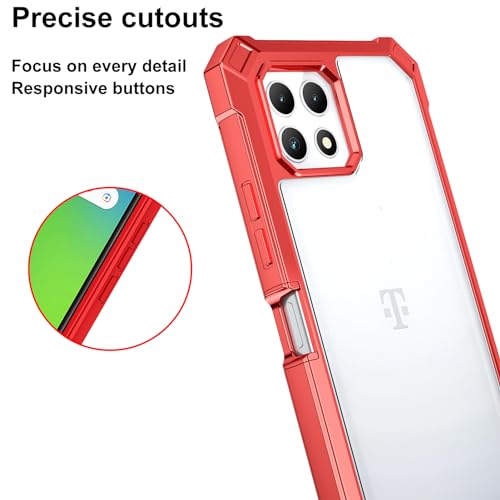 Ailiber for TMobile REVVL 7 5G Phone Case, Clear Case with Screen Protector, Dual Layer Shockproof Bumper, Transparent [Anti Yellowing], Slim Cell Phone Cover for Metro REVVL 7 5G-Red - color: Crystal Clear & Red