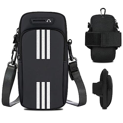 Phone Holder for Running Armband Cell Phone Purse Crossbody for Women Men Kids,iPhone 17 16 15 14 13 12 11 Pro Max Xs 16e Xr X 8 7 Plus Mini Pouch,Galaxy S26 S25 S24 Ultra Note Arm Bag Black - color: 01-Black with Crossbody Strap&Hook