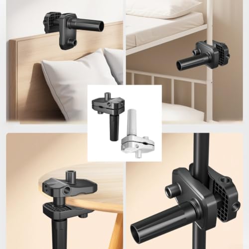 Bed Desk Clamp Mount Replacement for Gooseneck Phone Arms and Mic Holder 3 Inch Anti-Slip Base with 5 Hole Positions for Round Tube Cantilever Bracket Stable Desktop Bedside Stand Accessory(White) - color: White