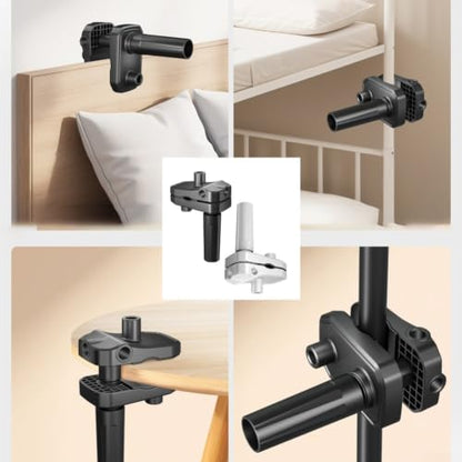 Bed Desk Clamp Mount Replacement for Gooseneck Phone Arms and Mic Holder 3 Inch Anti-Slip Base with 5 Hole Positions for Round Tube Cantilever Bracket Stable Desktop Bedside Stand Accessory(White) - color: White