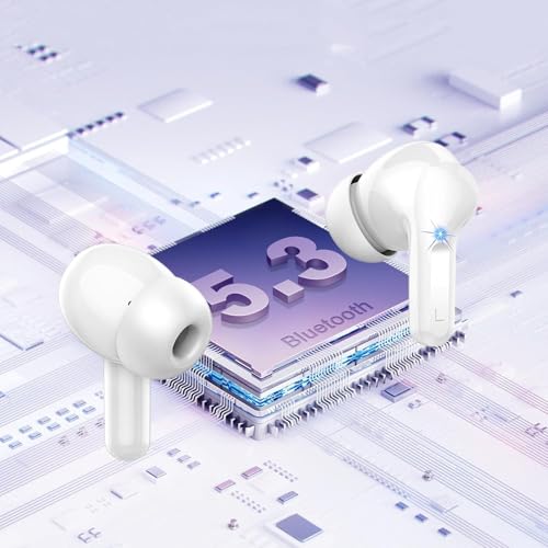 Wireless Earbuds, 2025 Bluetooth 5.4 Headphones Bass Stereo, Ear Buds with 4 Mics ENC Noise Cancelling, Bluetooth Earbuds 48H Playtime LED Display Charging Case, IP7 Waterproof in Ear Earphones white - color: White