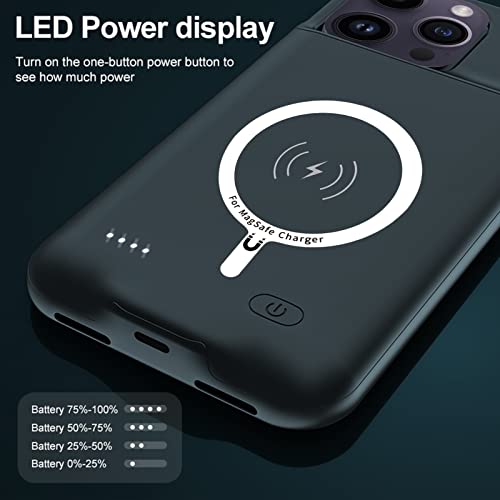 Battery Case for iPhone 14 Pro Max, 12000mAh High-Capacity Protective Rechargeable Extended Charger Cover Compatible with iPhone 14 Pro Max (6.7 inch) Wireless Charging Case Support Carplay - Black - size: iPhone 14 Pro Max