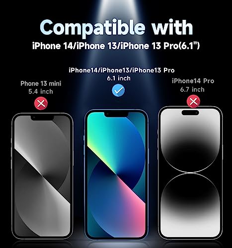 MAGIC JOHN Privacy 2 Pack for iPhone 13/13Pro/14/16e Glass Screen Protector