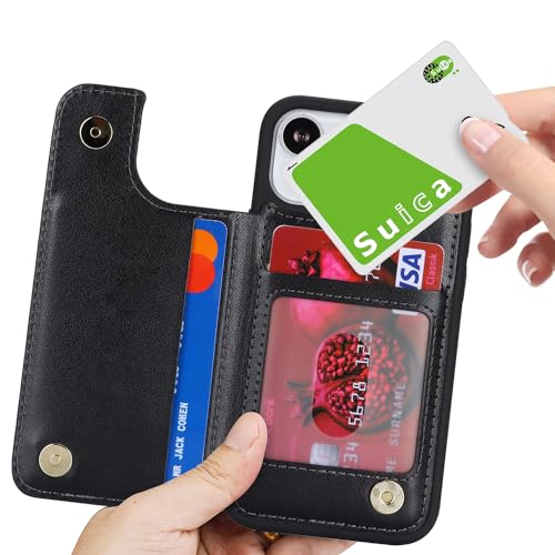 iCoverCase Compatible with iPhone 13 Mini Case with Card Holder, Wallet Phone Case for Women Men RFID Blocking PU Leather Protective Case 5.4 Inch (Black) - color: Black