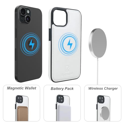 Bocasal for MagSafe Wallet Case Card Holder for iPhone 14, White - color: White for MagSafe