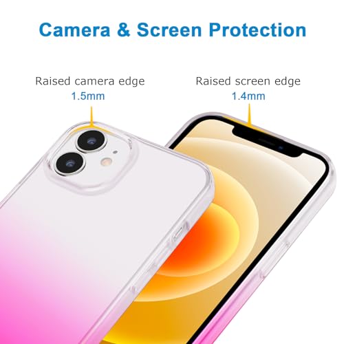 JJGoo Compatible with iPhone 12 Case & iPhone 12 Pro Case Clear Soft Transparent Shockproof Protective Slim Thin Bumper Phone Cover for 12 and 12 Pro - 6.1 inch, Pink Gradient - color: Gradient Pink