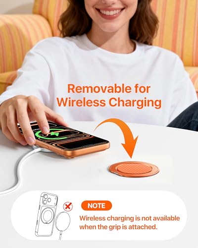 andobil [2026 Ultra-Thin] Magnetic Phone Ring Grip for MagSafe, Orange - color: Orange Carbon Fiber
