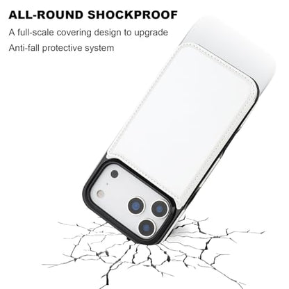 ONETOP for iPhone 17 Pro Max Wallet Case with Credit Card Holder,White | Kickstand,ID/Cash Holder,Case Wallet with Card Slots,Double Magnetic Clasp,Durable PU Leather Shockproof Cover for Women Men - color: White
