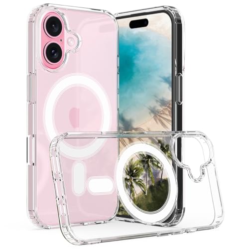 I&H for iPhone 16 Plus 6.7 inch Case Crystal Clear Non-Yellowing, Shockproof, Anti-Scratch, Transparent Hard Back Cover with Soft Bumper - size: For iPhone 16 Plus