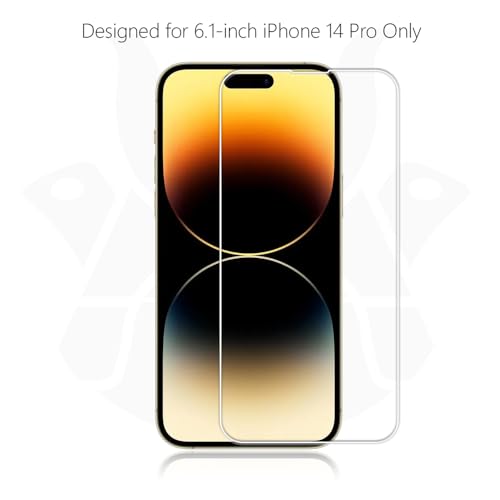 2 Pack Glass Screen Protector for iPhone 14 Pro | 9H Premium Tempered Glass, Lifetime Replacement, Ultra Clear, Scratch Resistant, Phone Case Compatible, Screen Saver - size: iPhone 14 Pro
