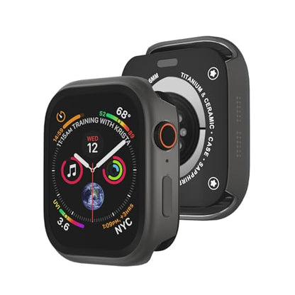 Aluminum Rugged Case for Apple Watch Series 10/11 46mm, Built-in Tempered Glass with Back Cover, Ultra Thin Shockproof Metal Bumper Raised Edge Protection, Titanium Gray - color: Space Gray, size: 46mm