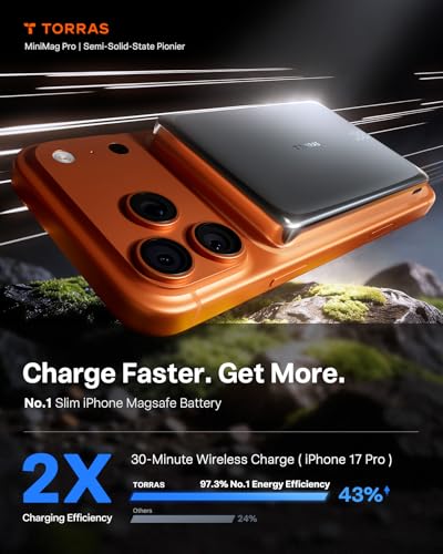 TORRAS MiniMag Pro iPhone 18 Pro Max Portable Charger Power Bank, 10000mAh - color: Mist Silver