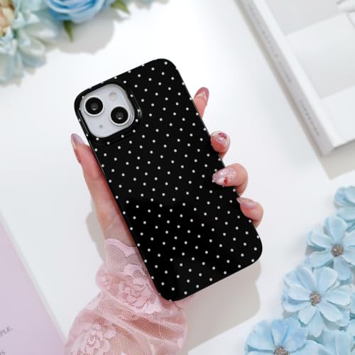 Polka dots case for iPhone 13/14 Black | Polka dots，Full Protection Soft TPU，will not peel, fade or rub off ，Kawaii Cute Phone Case for Women Girls - color: Imd Polka Dots Black