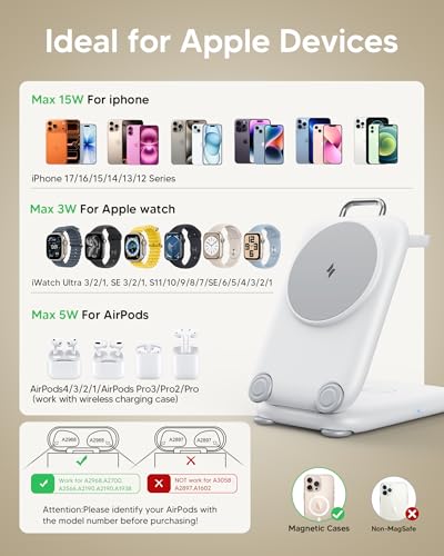 Mukiya PaktVault Traveling Fast Wireless Charging Station for iPhone Duo - color: White