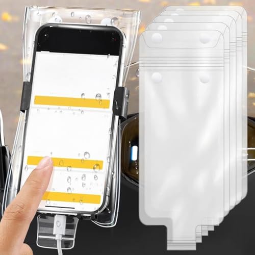 5pcs Universal Transparent Mobile Phone Waterproof Bag Touch Screen Outdoor Riding Rainproof Mobile Phone Protection Case - color: Transparent-B