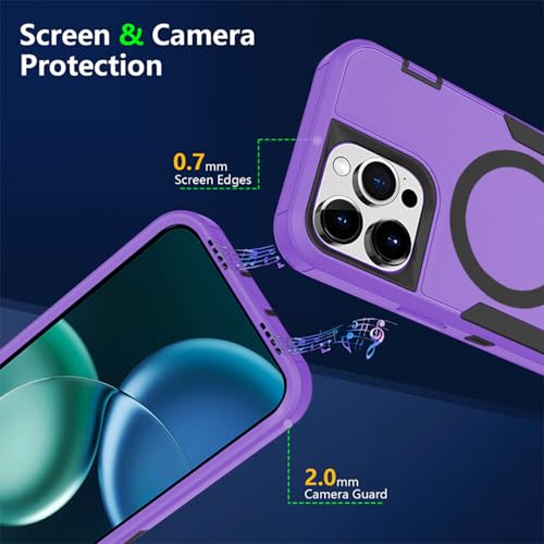 Designed for iPhone 11 Pro Max Case,Purple | Compatible with MagSafe,Double protection,Tough Durable,Detachable back clip,Dustproof,No Fading,No Yellowing,Non-Slip - color: Purple, size: iPhone 11 Pro Max 6.5"