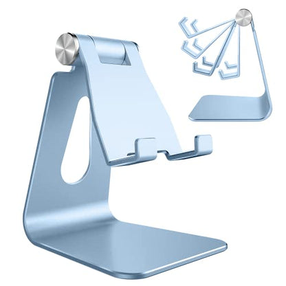 CreaDream Aluminum Cell Phone Stand, Adjustable Phone Holder for Desk - color: Sierra Blue