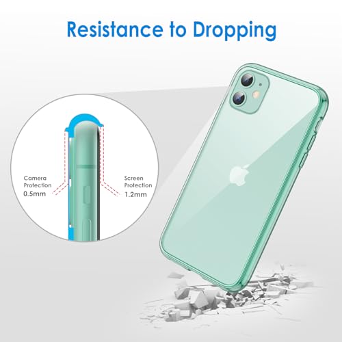 JETech Case for iPhone 11, Anti-Yellowing, Green | Shockproof Protection, Scratch Resistant Hard PC Back, Durable Transparent TPU Bumper - color: Green