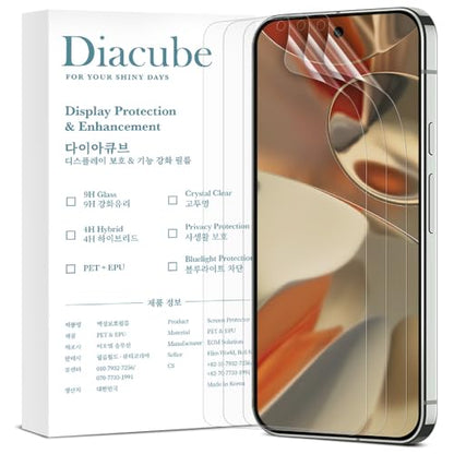 3-Pack for Google Pixel 9 Pro XL Flexible TPU-EPU Screen Protector [Not Glass] [0.1S Fingerprint Unlock] [Real-Time Self-Healing] HD Clear, Unbreakable, Bubble Free Easy Installation with Alignment Jig - size: Google Pixel 9 Pro XL