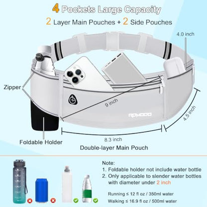 Fanny Pack with Water Bottle Holder, Hydration Running Belt, Grey - color: 09-Light Grey