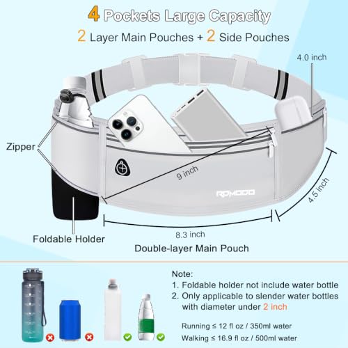 Fanny Pack with Water Bottle Holder, Hydration Running Belt, Grey - color: 09-Light Grey