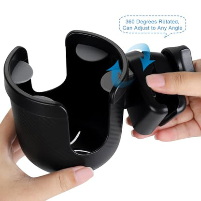 Accmor Stroller Cup Holder, Drinks Holder Bike Walker Wheelchair - color: All Black-Carbon Textured