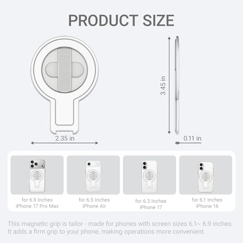 Grat 5 for Magsafe Magnetic Phone Grip Stand, Silver