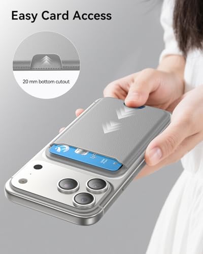 TWZKG for MagSafe Wallet, 3 Cards Holder, Slim Magnetic Phone Wallet for iPhone 17/16/15/14/13/12 Pro Max Plus Air Series,RFID Blocking Vegan Leather,Grey - color: Grey
