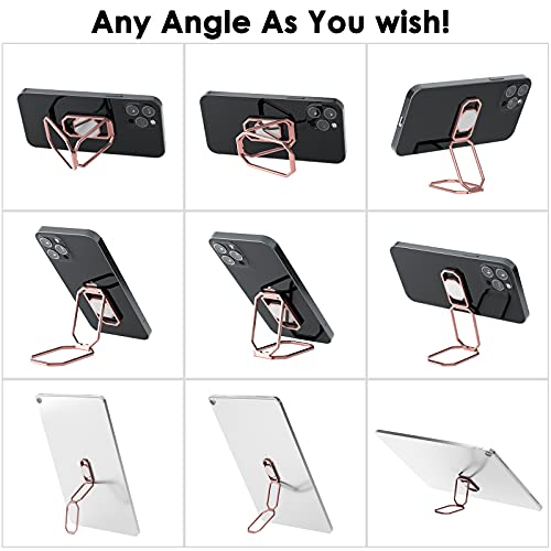 Phone Ring Holder Finger Kickstand, 360° Rotation Metal Phone Grip for Magnetic Car Mount Foldable Cell Phone Stand Compatible with Most Smartphones - color: Silver Rose Gold
