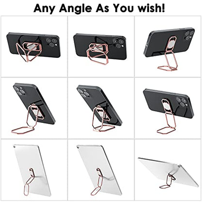 Phone Ring Holder Finger Kickstand, 360° Rotation Metal Phone Grip for Magnetic Car Mount Foldable Cell Phone Stand Compatible with Most Smartphones - color: Silver Rose Gold