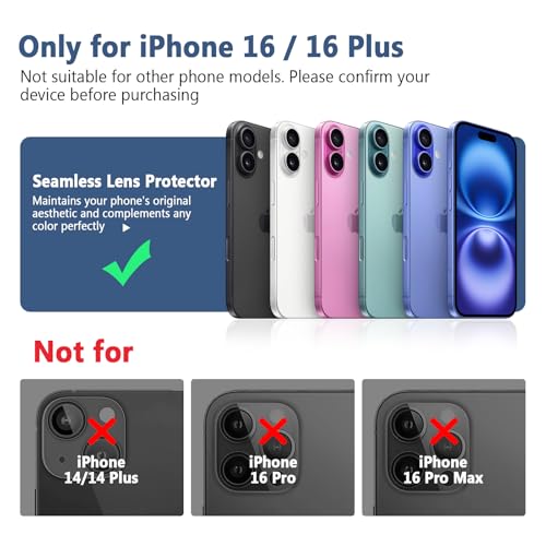 TENOC Camera Lens Protector for iPhone 16 & 16 Plus, Silver Glitter - size: iPhone 16/16 Plus