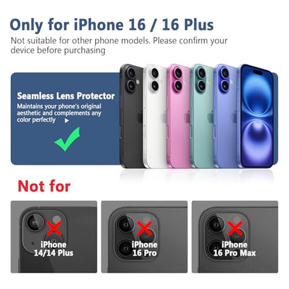 TENOC Camera Lens Protector for iPhone 16 & 16 Plus, Silver Glitter - size: iPhone 16/16 Plus