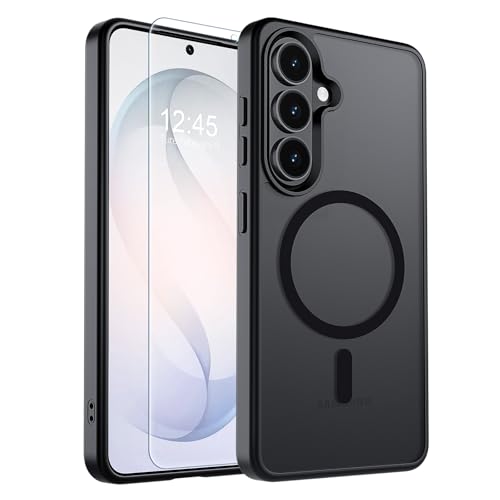SUPFINE Magnetic for Samsung Galaxy S26 Plus Case with Screen Protector, (Built-in Magnets) (Military Grade Drop Protection) Slim Translucent Shockproof Phone Case,Black - color: Black, size: S26 Plus 6.7"