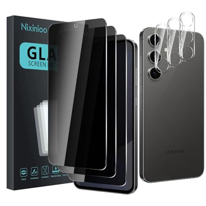 3 Pack Privacy Screen Protector for Samsung Galaxy S24 FE With 3 Pack Camera Lens Protector, Anti Spy Tempered Glass Film, 9H Hardness, Black Protector, Anti-Scratch, Bubble Free - size: Galaxy S24 FE FK33
