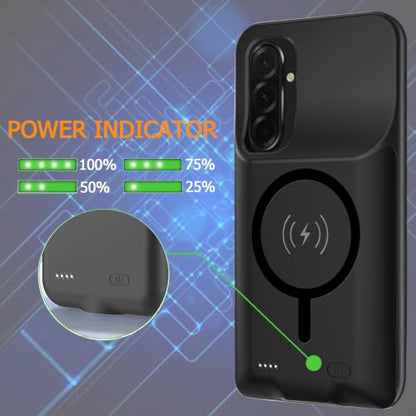 Battery Case for Galaxy A57,Upgraded 12000mAh Rechargeable Portable Extended Battery Pack Supported Qi Wireless Charging Case Compatible with Galaxy A57(6.7 inches) Charging Case-Black - size: Galaxy A57