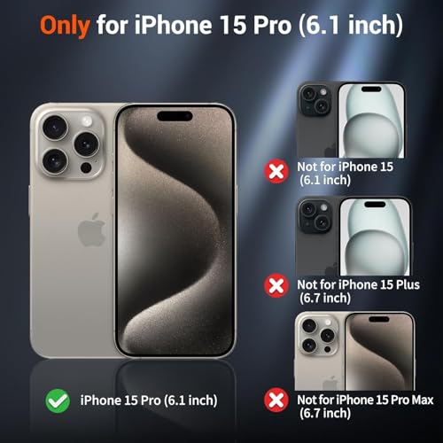 Compatible with Pack of 2 Case iPhone 15 PRO Case Clear MagSafe + Clear, 2.5mm Shockproof Military Grade Drop Protection, Hard Transparent Anti Yellowing Back - color: Clear MagSafe + Clear, size: IPHONE 15 PRO