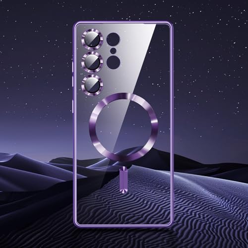 Hurgoer for Samsung Galaxy S24 Ultra Case（Only）.Magnetic Cover for S24 Ultra，Glossy Slim Thin Soft funda capa para for 6.8 inch.Compatible with MagSafe (Purple) - color: Purple