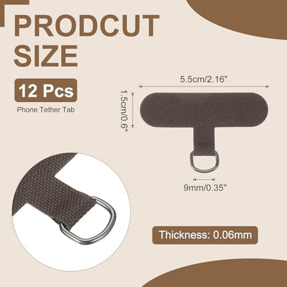 uxcell 12pcs Phone Tether Tab, Universal Phone Lanyard Patch T Shape Cell Phones Strap Replacement Part for Most Smartphone Cases, Brown - color: Brown
