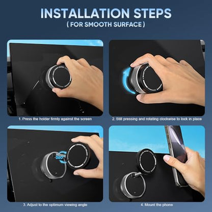 Vacuum Suction Phone Holder Magnet, 360° Adjustable Foldable Portable Vacuum Magnetic Phone Mount Stand (Black)