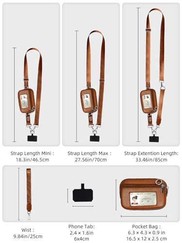 Lopnord Clip and Go Strap for Phone with Wallet Crossbody, Phone Lanyard Detachable Zippered Pouch