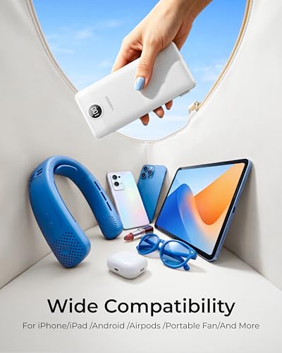 VEGER Portable Charger for iPhone, Power Bank Built in Cables and Wall Plug - color: B White