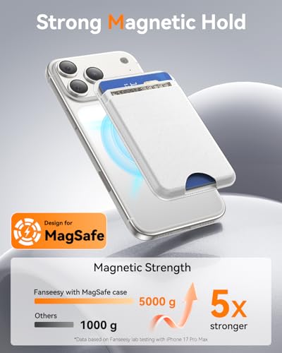 for MagSafe Wallet, 5 Card Holder, Slim Leather Magnetic Wallet for iPhone 17/16/15/14/13/12 Pro Max Plus Air Series, 1 Card Slots & 1 Cash Slot,White - color: White