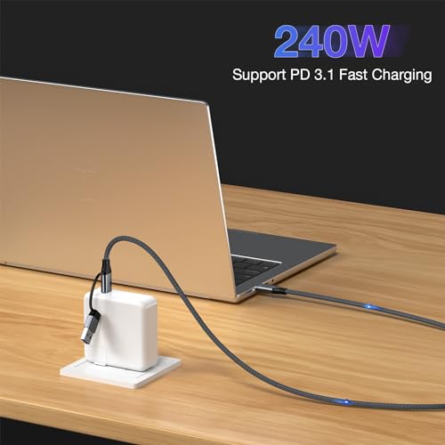 240W USB C Cable 6.6FT, 20Gbps USB C 3.2 Gen 2 Cable, USB to USB C Cable - color: Gray, size: 6.6ft