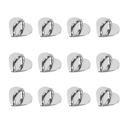 12Pcs Phone Charm Hook Adhesive (Heart-shaped, Silver, Small) - color: Silver (S)